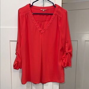 41 Hawthorn Bright Datk peach V-Neck Blouse